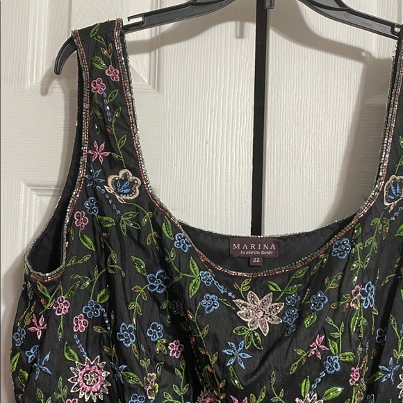 Vintage Marina Bresler Silk Floral Beaded Embroidered Top shirt blouse size 22 - Picture 3 of 16